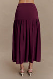 Romaine Bandage Knit Midi Skirt Wine