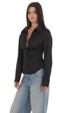 Satin Button Up Shirt in Black