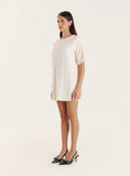 Cream Sequin Bow Tie Back Mini Dress