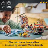 LEGO Jurassic World Mosasaurus Dinosaur Boat Attack 77983 Building Toy for Boys Girls Ages 7 Dinosaur Toy Playset for Kids Pretend Play 703 pieces Gift for Birthdays