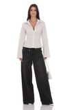Pinstripe Button Up Shirt in White