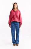 Tate Washed Red Oversized Hooded Jacket