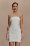 Jianna Strapless Mesh Mini Dress White