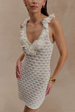 Brigid Ruffle Knit Sleeveless Dress Ivory