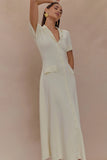 Pearson Short Sleeve Knit Midi Dress Ivory