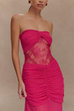 Khadijah Lace And Mesh Maxi Dress Dragonfruit