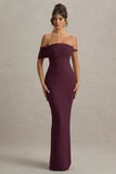 Melika Burgundy Twisted Bardot Maxi Dress