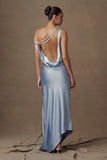 Yvette Slip Maxi Dress With Asymmetrical Hem Cornflower Blue