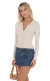Cinched Knit Cardigan in Heather Cream