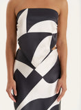 Abstract Print Satin Bandeau Top
