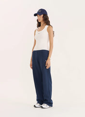 Navy 4th Wide Leg Branded Joggers