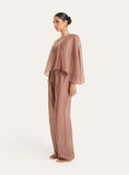 Mocha Sheer Cape Top