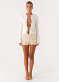Candy Sequin Mini Shorts White