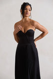 Bordeaux Black Satin Corset Style Midi Dress