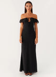 Scarlet Cherry Maxi Dress Black Polka Dot