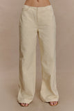 Ebony Embroidered Denim Jeans Cream