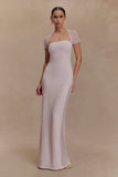 Wyatt Slinky And Mesh Maxi Dress Pale Pink