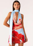 Heidi Mini Dress Turquoise Bloom