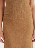 Camel Knitted A Line Maxi Skirt