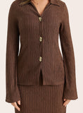 Chocolate Crinkle Jersey Long Sleeved Top