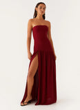 Eden Strapless Maxi Dress Maroon