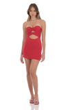 Double Twist Cutout Dress in Red
