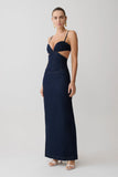 Amila Denim Cupped Maxi Dress Indigo Blue