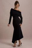 Lou Black One Shoulder Asymmetric Maxi Dress