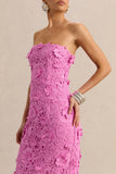 Gracie Pink Lace Bandeau Maxi Dress