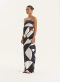 Abstract Print Satin Bandeau Top