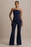 Jada Navy Tailored Flared Leg Trousers