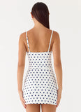 Last Light Mini Dress Porcelain Blue Polka Dot