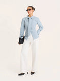 Blue Cinched Waist Tie Detail Shirt