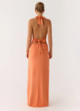 Ilaria Halter Maxi Dress Apricot