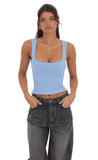 Scoop Neck Open Back Top in Sky Blue