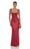 Satin Lace Bust Dress in Red