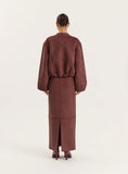 Burgundy Faux Suede Bomber Jacket