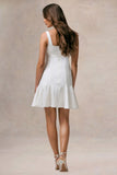 Love Yourself White Square Neck Mini Dress With Buttons