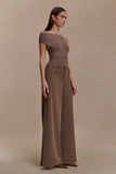 Carley Off Shoulder Knit Top Cacao Brown