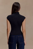Freesia High Neck Sleeveless Top Black