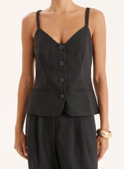 Black Tailored Waistcoat