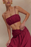 Scottie Shirred Linen Bandeau Wine