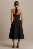 Tillie Black Halter Neck Midi Dress