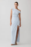 Alyn Off Shoulder Draped Maxi Dress Pale Blue