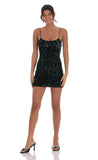 Velvet Sequin Bodycon Dress Green