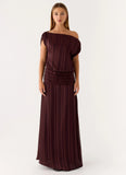 Rexi One Shoulder Maxi Dress Aubergine Gleam