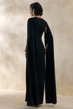 Ulissia Black V Neck Maxi Dress With Cape Sleeves