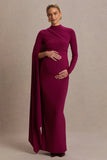 Lavinia Berry High Neck Maternity Maxi Dress With Cape Sleeve