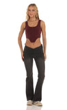 Ribbed Corset Tank Top in Maroon