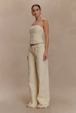 Ebony Embroidered Denim Corset Cream